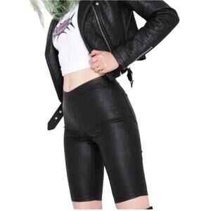 BLANKNYC Vegan Leather Bike shorts Stretch black Sz 26 banded waist flat front